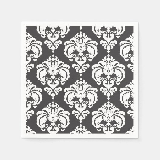 Gray & White Damask Chic Pattern Elegant Party Servet (Voorkant)