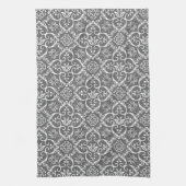 Gray & White Damask Kitchen Towel Theedoek (Verticaal)