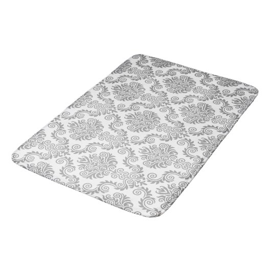 Gray & White Damask Pattern {kies uw kleur} Badmat (Gekanteld)