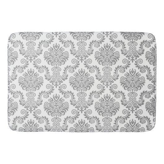 Gray & White Damask Pattern {kies uw kleur} Badmat (Voorkant)