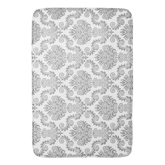 Gray & White Damask Pattern {kies uw kleur} Badmat (Voorkant Verticaal)