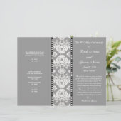 Gray White Damask Wedding Program (Staand voorkant)