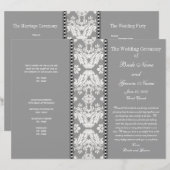 Gray White Damask Wedding Program (Voorkant / Achterkant)