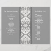 Gray White Damask Wedding Program (Achterkant)