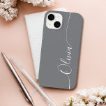 Gray White Elegant Calligraphy Script Name Case-Mate iPhone 14 Hoesje<br><div class="desc">Grijs Wit Elegant Manuscript van de Kalligrafie de Aangepaste iPhone 14 de Slimme Gevallen van de Telefoon kenmerkt een modern en trendy eenvoudig en stijlvol ontwerp met uw gepersonaliseerde naam in elegante hand geschreven kalligrafiekmanuscripttypografie op een grijze achtergrond. Ontworpen door ©Evco Studio www.zazzle.com/store/evcostudio</div>