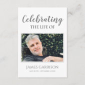 Gray White Elegant Funeral Prayer Card met foto Informatiekaartje (Voorkant)