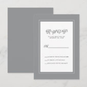 Gray White Elegant Wedding Response Enclosure RSVP Kaartje (Voorkant / Achterkant)