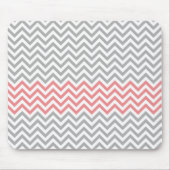Gray, White en Coral Chevron Muismat (Voorkant)