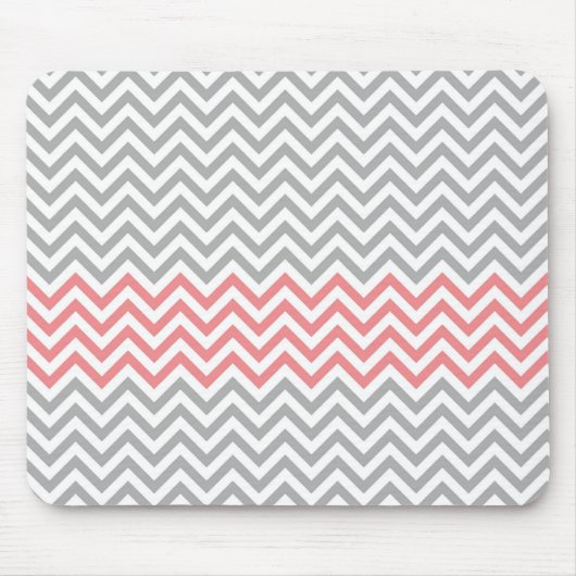 Gray, White en Coral Chevron Muismat (Voorkant)