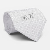 Gray & White Filigree Pattern met Monogram Stropdas (Opgerold)