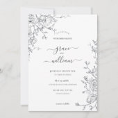 Gray White Floral Calligraphy Script Weddenschap Kaart (Voorkant)