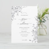 Gray White Floral Calligraphy Script Weddenschap Kaart (Staand voorkant)