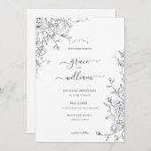 Gray White Floral Calligraphy Script Weddenschap Kaart (Voorkant / Achterkant)