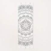 Gray White Floral Damask Mandala Yogamat (Voorkant)