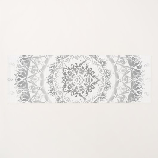 Gray White Floral Damask Mandala Yogamat (Voorkant (horizontaal))