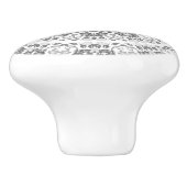 Gray White Floral Mandala Keramische Knop (Zijkant)