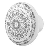 Gray White Floral Mandala Keramische Knop (Rechts)