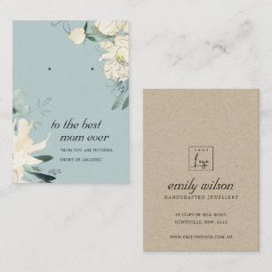 GRAY WHITE FLORAL MOM GIFT EARRING DISPLAY CARD PLAATSKAARTJE