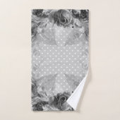 GRAY WHITE FLORAL SPOT BATHROOM TOWEL SET BAD HANDDOEK (Handdoek)