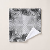 GRAY WHITE FLORAL SPOT BATHROOM TOWEL SET BAD HANDDOEK (Wasdoekje)