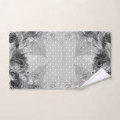GRAY WHITE FLORAL SPOT BATHROOM TOWEL SET BAD HANDDOEK (Handdoek)