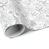 Gray & White Flower Pattern Cadeaupapier (Rol Hoek)