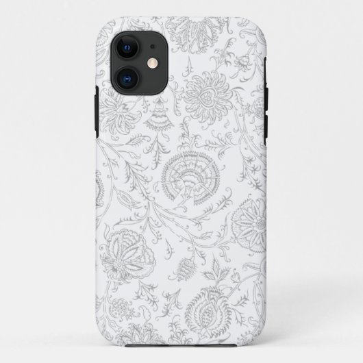 Gray & White Flower Pattern Case-Mate iPhone Case (Achterkant)