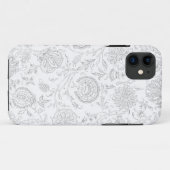 Gray & White Flower Pattern Case-Mate iPhone Case (Achterkant (horizontaal))