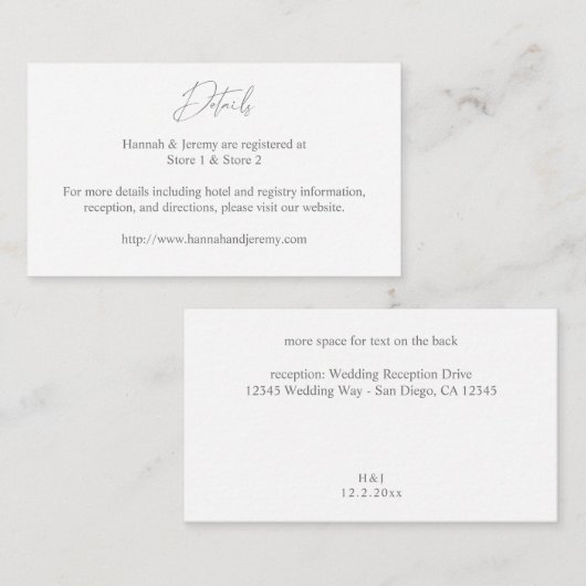 Gray & White - gegevens SM Informatiekaartje (Voorkant / Achterkant)