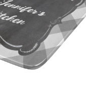 Gray White Gingham Farmhouse Style Name Snijplank (Hoek)