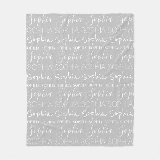 Gray White Girls Name Aangepast, aangepast Fleece Deken (Voorkant)