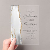 Gray White Gold Agate Gray Text Graduation Acryl Uitnodigingen (Insitu (Draagbaar))
