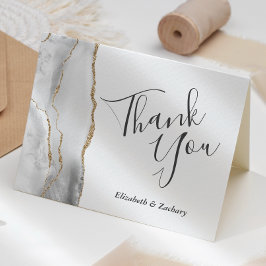 Gray White Gold Agate Weddenschap Hartelijk dank Kaart