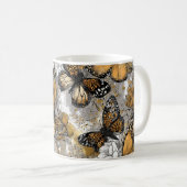 Gray White Gold Floral Butterflies Elegant Koffiemok (Voorkant rechts)