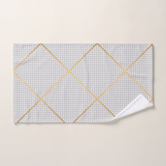 GRAY WHITE GOLD MERMAID SCALE PATROON BAD HANDDOEK (Handdoek)