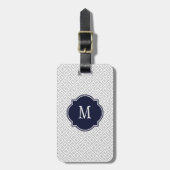 Gray & White Greek Key Monogram Bagagelabel (Voorkant verticaal)