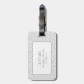 Gray & White Greek Key Monogram Bagagelabel (Achterkant verticaal)