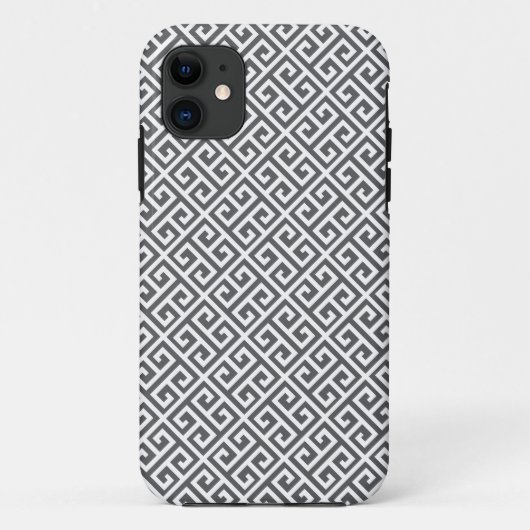 Gray & White Greek Key Pattern iPhone 5 Hoesje (Achterkant)