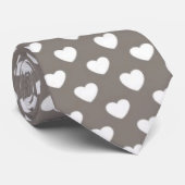 Gray & White Hearts Valentijnsdag Man Stropdas (Opgerold)