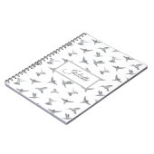 Gray White Hummingbird Pattern - Gepersonaliseerd Notitieboek (Linkerzijde)