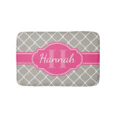 Gray White Lattice Pattern Roze Monogram Badmat (Voorkant)