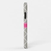 Gray White Lattice Pattern Roze Monogram Case-Mate iPhone Case (Achterkant/rechts)