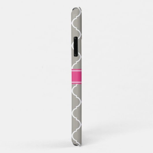 Gray White Lattice Pattern Roze Monogram Case-Mate iPhone Case (Achterkant/rechts)