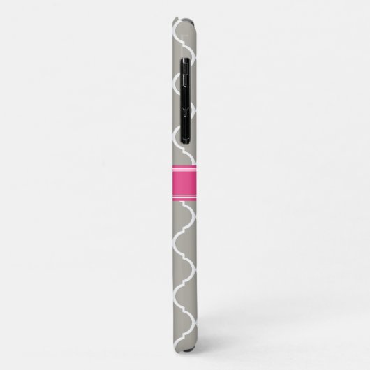 Gray White Lattice Pattern Roze Monogram Case-Mate iPhone Case (Achterkant/links)