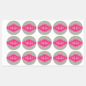 Gray White Lattice Pattern Roze Monogram Labels (Vel)