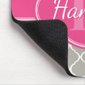 Gray White Lattice Pattern Roze Monogram Muismat (Hoek)