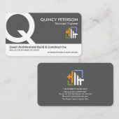 Gray White Layers Monogram Initiaal Founder CEO Visitekaartje (Voorkant / Achterkant)