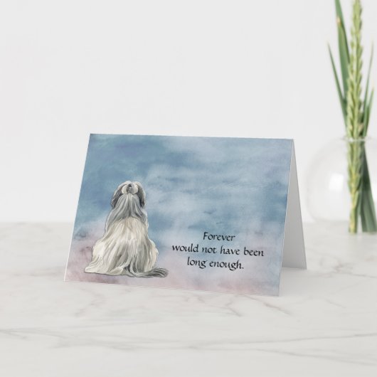 Gray White Lhasa Apso Dog Sympathy Card Feestdagen Kaart (Voorkant)