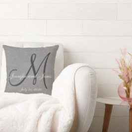 Gray White Linen Monogram Wedding Keepomwille Kussen