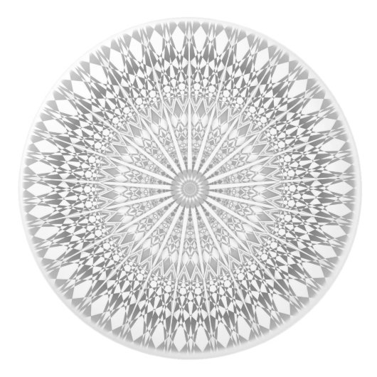 Gray White Mandala Modern Keramische Knop (Voorkant)